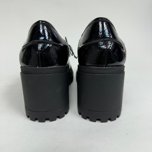 New Seychelles Black Patent Heeled Penny Loafers Chunky Heel 90s Size 9 - Picture 4 of 9